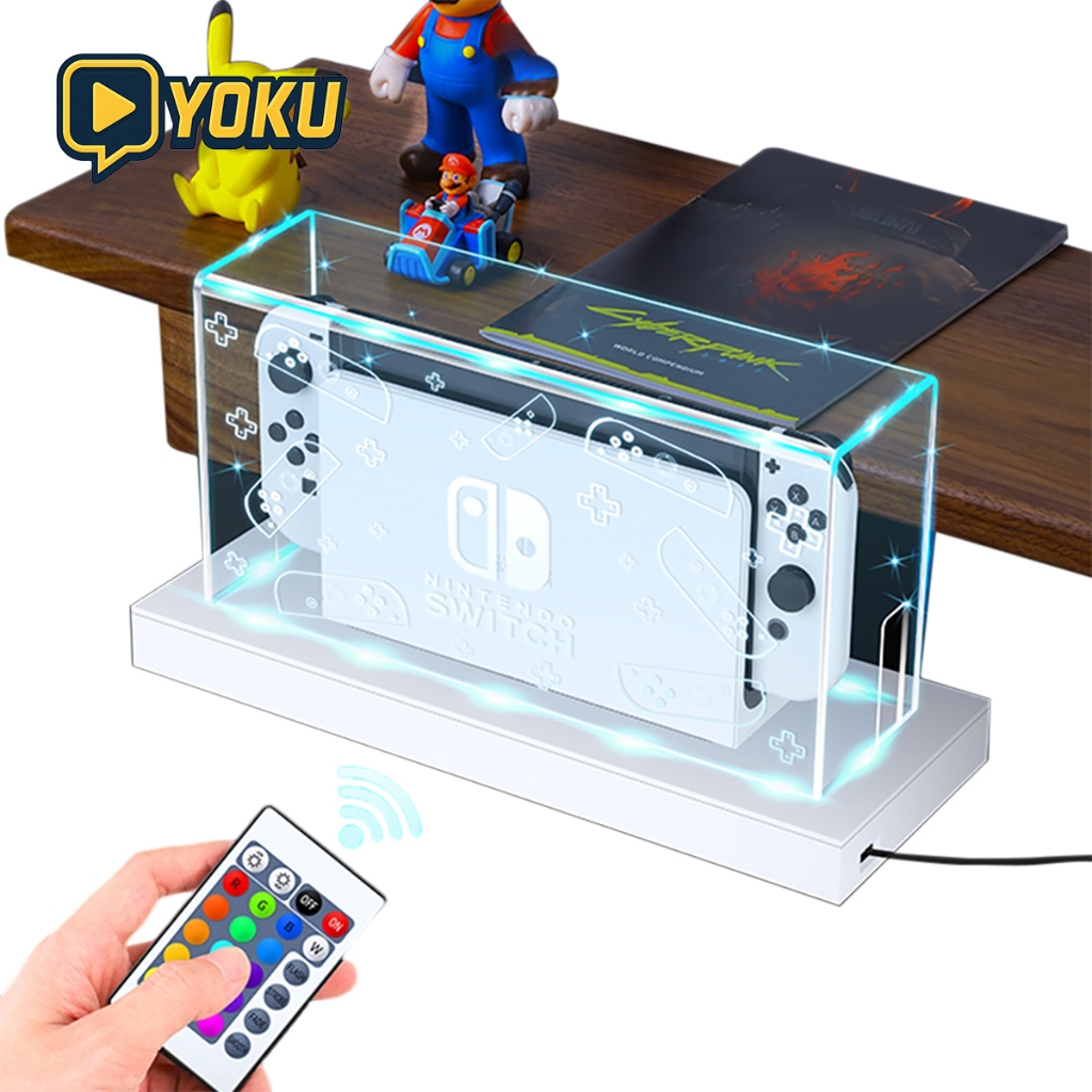 ฝาครอบกันฝุ่น สีโปร่งใส Nintendo Switch2/OLED กันฝุ่น กล่องอะคริลิค กรอบ อะคริลิค กล่องอคริลิค มีอยู่ ที่ตั้งไฟ RGB Dock