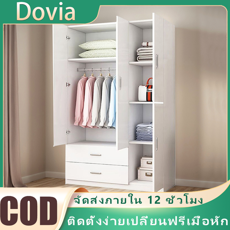 【การติดตั้งง่าย】ตู้เสื้อผ้าไม้ห้องนอนครอบครัว ประกอบง่าย ตู้ขนาดใหญ่ ตู้เสื้อผ้าไม้ที่ทันสมัย