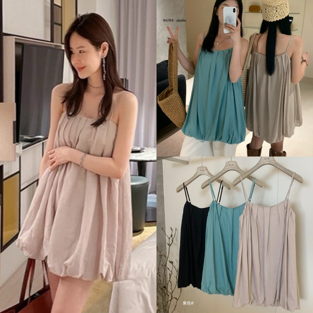 🧡🧵 🇰🇷 W5997 สายเดี่ยวตัวยาว แต่งชายเป็นทรงบอลลูน ทรงสวย  ทรงน่ารัก แฟชั่นเกาหลี TAG WG.WE 🧵🧡