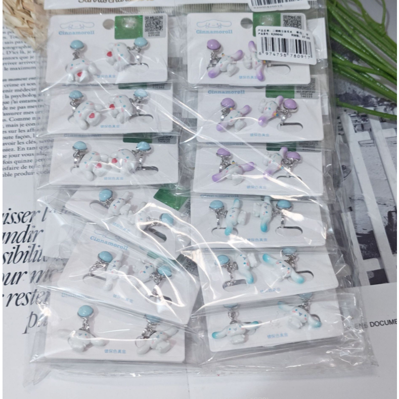 พร้อมส่ง ต่างหู เงินแท้ งานแท้100% ลิขสิทธิ์แท้ จาก SANRIO ตุ้มหู ต่างหูคลิป แบบหนีบ