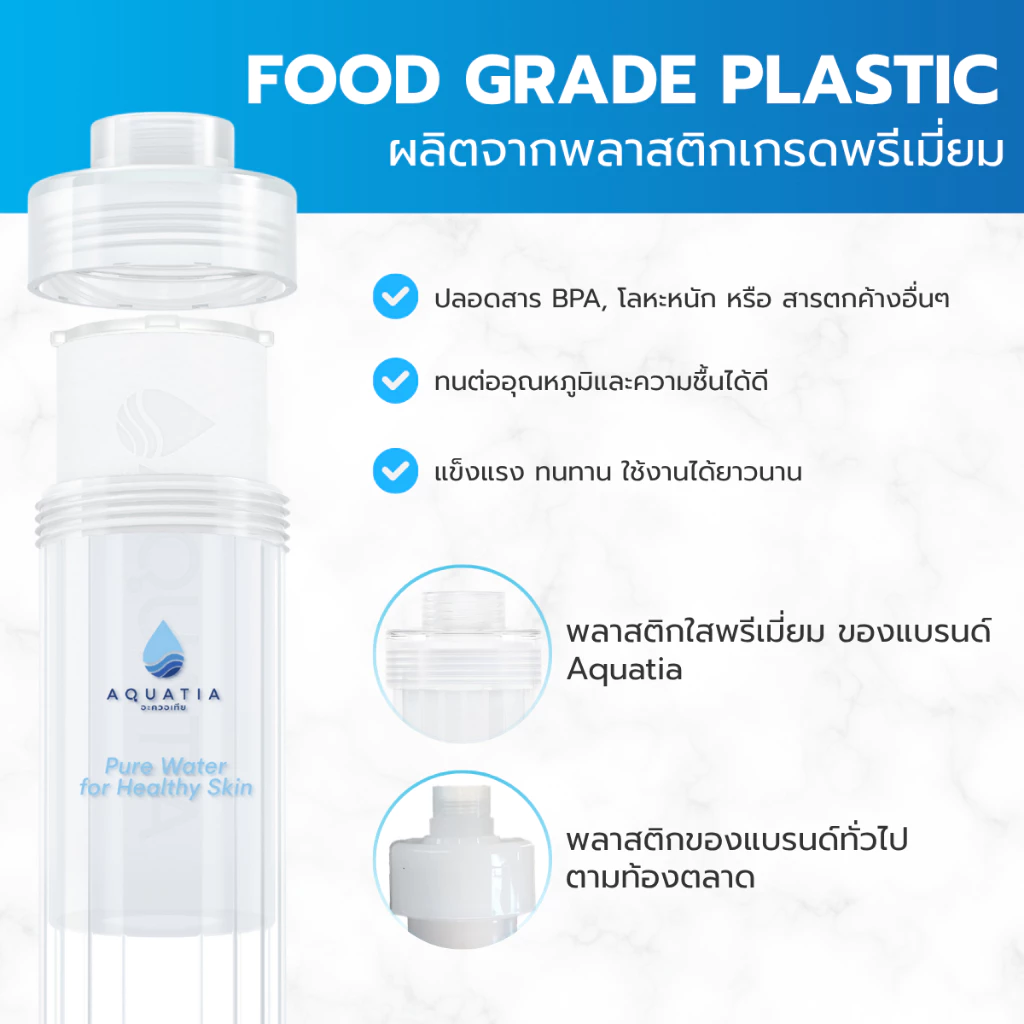 [ตัวกรอง+ไส้กรอง3ชิ้น] Aquatia ที่กรองน้ำฝักบัวรุ่น Crystal (อะควอเทีย ฟิลเตอร์กรองน้ำ) thumbnail 8