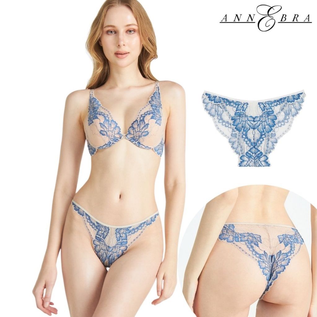 Annebra กางเกงใน ทรงบิกีนี่ ผ้าลูกไม้ยืด Bikini Lace Panty รุ่น AU3-043