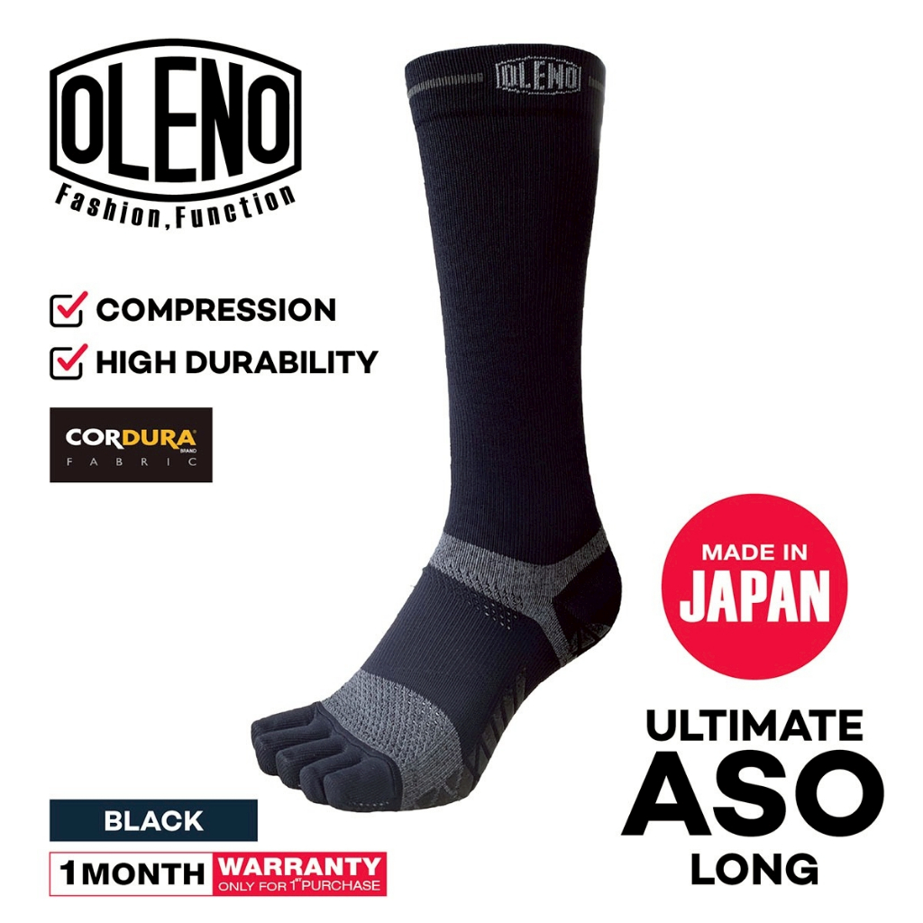 OLENO รุ่น Ultimate ASO LONG (Black) ถุงเท้าแยก 5 นิ้ว แพคเดี่ยว