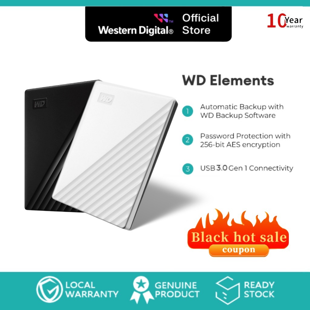 ฮาร์ดไดรฟ์ภายนอก Western Digital (ใหม่) ฮาร์ดไดรฟ์ภายนอก 1TB 2TB USB 3.0 พกพาสำหรับ Windows