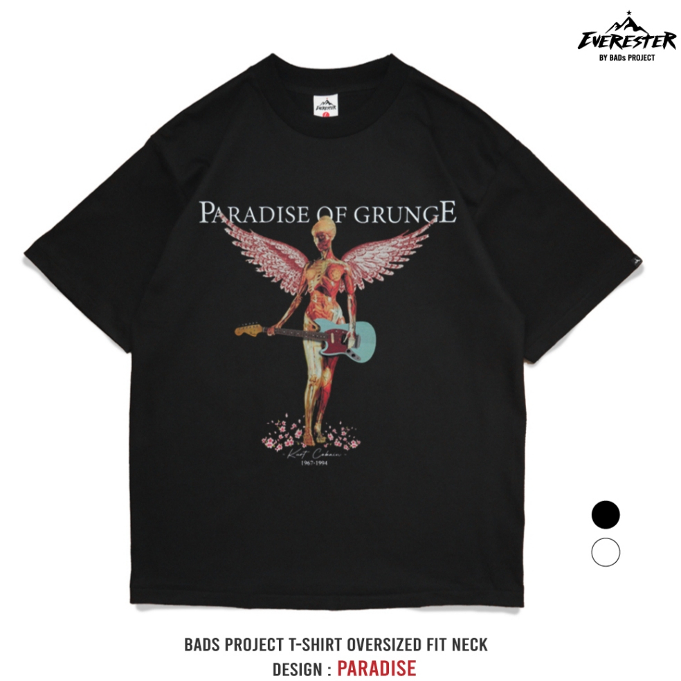 EVERESTER เสื้อไซส์ใหญ่ คอฟิต อก 56-60 นิ้ว เสื้อยืด Paradise ผู้ชาย เสื้อคนอ้วน สีดำ Bexp