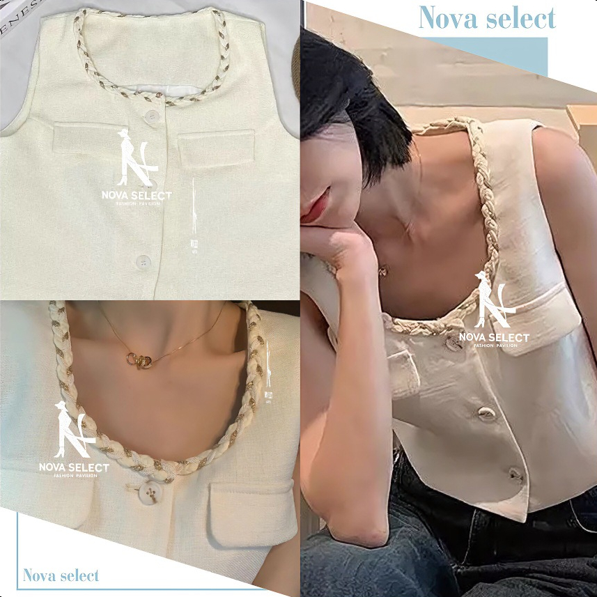 พร้อมส่ง เสื้อครอป แขนกุด คอยูน่ารักมากๆ กระดุมผ่ากลาง สาวๆห้ามพลาด สีพื้นไตล์ลำลอง ยอดฮิต