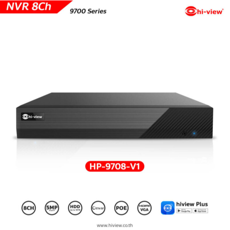 HI-View HP-9708-AI เครื่องบันทึก NVR 8 Ch Support 4K / Audio H.265 / AI