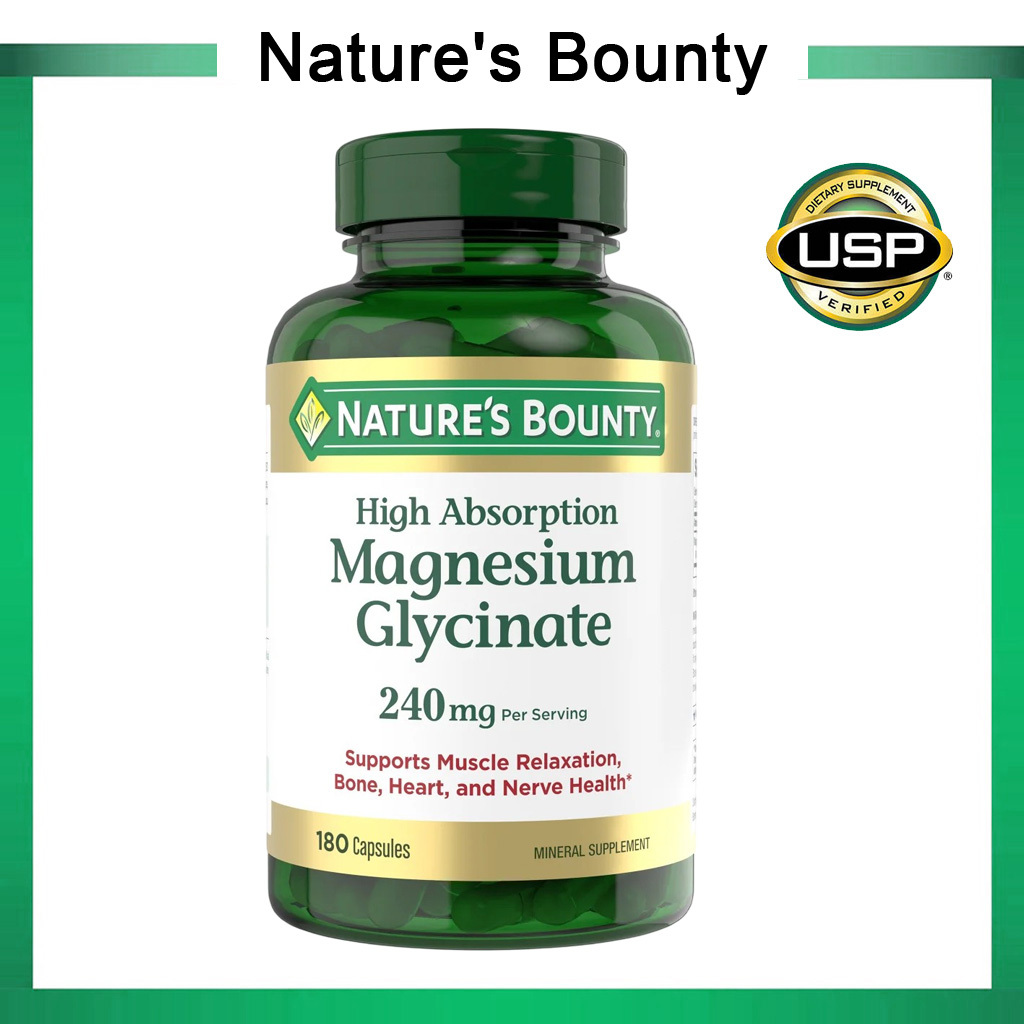 (Exp.02/2028)Nature's Bounty Magnesium Glycinate 240 mg, 180 Capsules