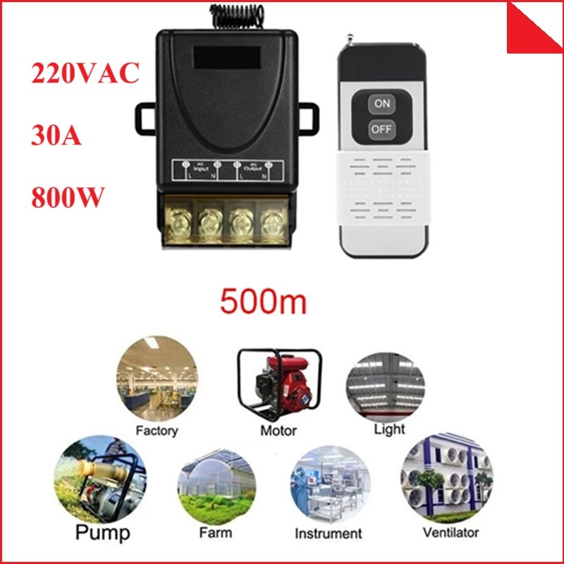 สวิตช์รีโมตควบคุมปั๊มน้ำ AC 220V 30A 800W  433MHz รีโมทระยะไกล10-500เมตร
