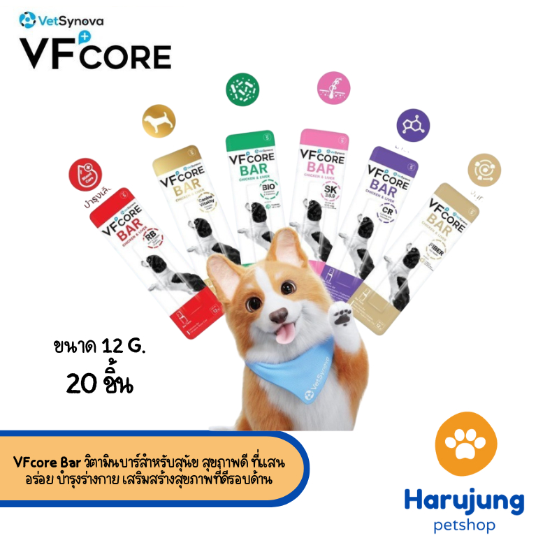 [20 ชิ้น] VFcore Bar วิตามินบาร์สำหรับสุนัข สุขภาพดี ที่แสนอร่อย บำรุงร่างกาย เสริมสร้างสุขภาพที่ดีรอบด้าน 12 กรัม