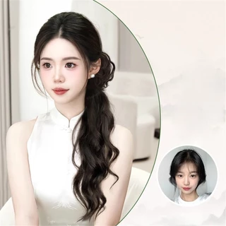 สไตล์ฮันฟู วิกผมแบบถักเปีย หางม้าต่ำหยิกเล็กน้อย