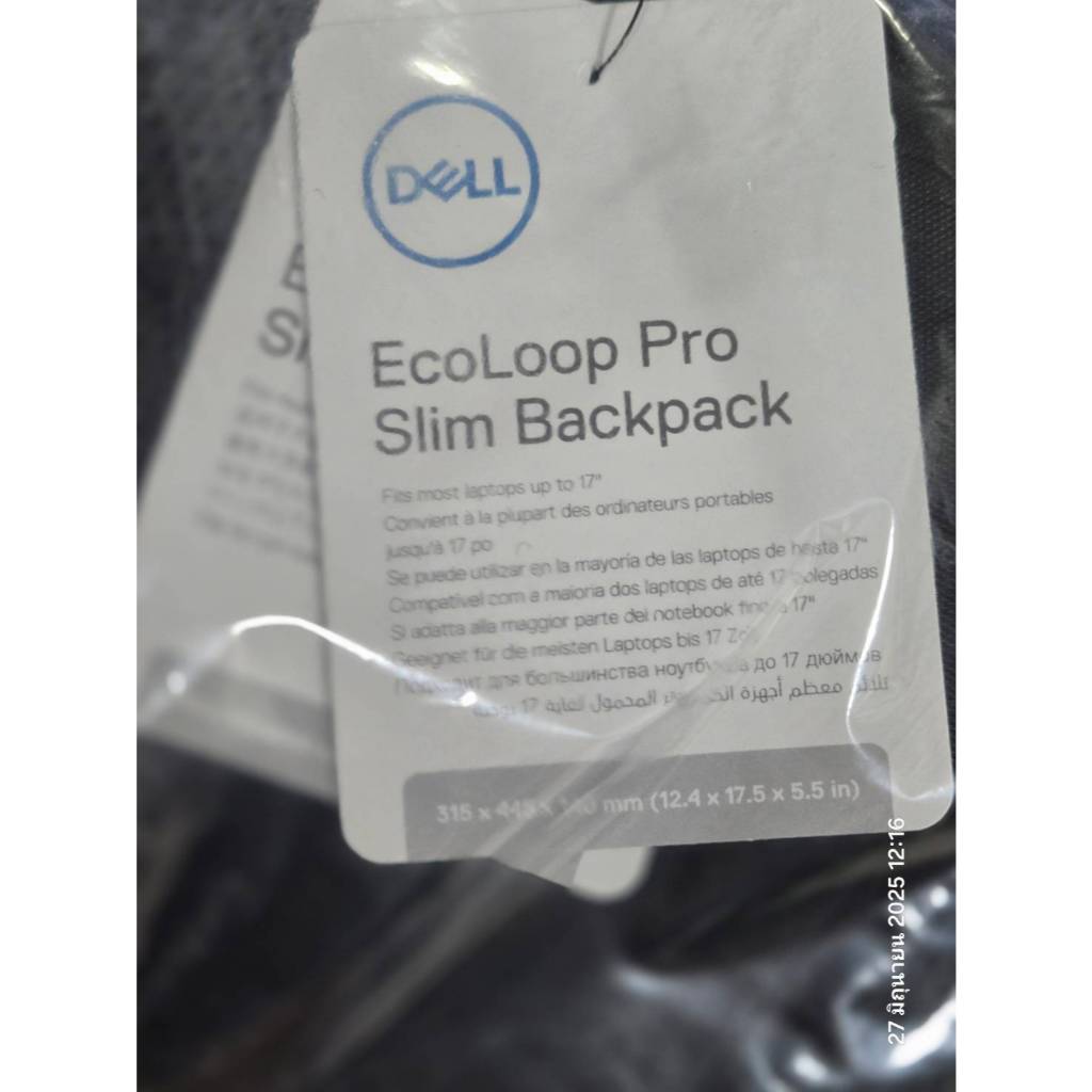 Dell Eco Loop Pro Slim Backpack 15-CP5724S กระเป๋าโน๊ตบุ๊ค เดลล์ ของแท้ 100% จาก Dell ผ่อนได้
