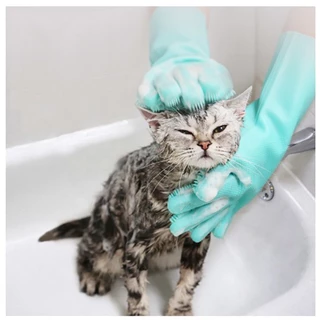 🛁 ถุงมืออาบน้ำ อาบน้ำสัตว์เลี้ยง สัตว์เลี้ยงสุนัขแมวอาบน้ำถุงมือ แปรงสวมมือไว้ใช้อาบน้ำ ถุงมือแปรงขน ถุงมือ