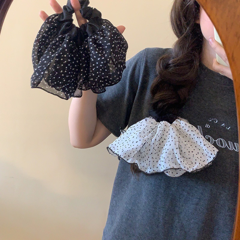 ยางรัดผม polka dot ผ้าชีฟอง ยางมัดผม แฟชั่น