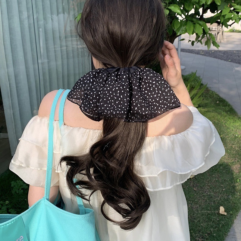 ยางรัดผม polka dot ผ้าชีฟอง ยางมัดผม แฟชั่น - รูปที่ 7