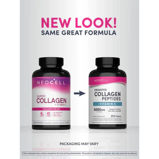 New!! Neocell Grassfed Collagen Peptides + C 6000 mg คอลลาเจน บำรุงผิว ผิวใส 250เม็ด ขนาดใหม่ #499