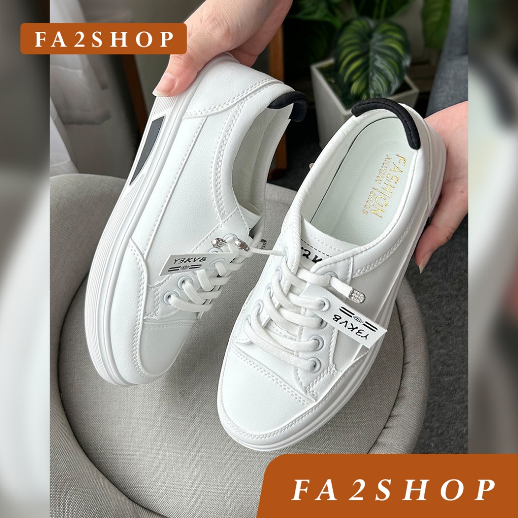 FA2SHOP รุ่น FQ138 รองเท้าหนังนิ่มสีขาว