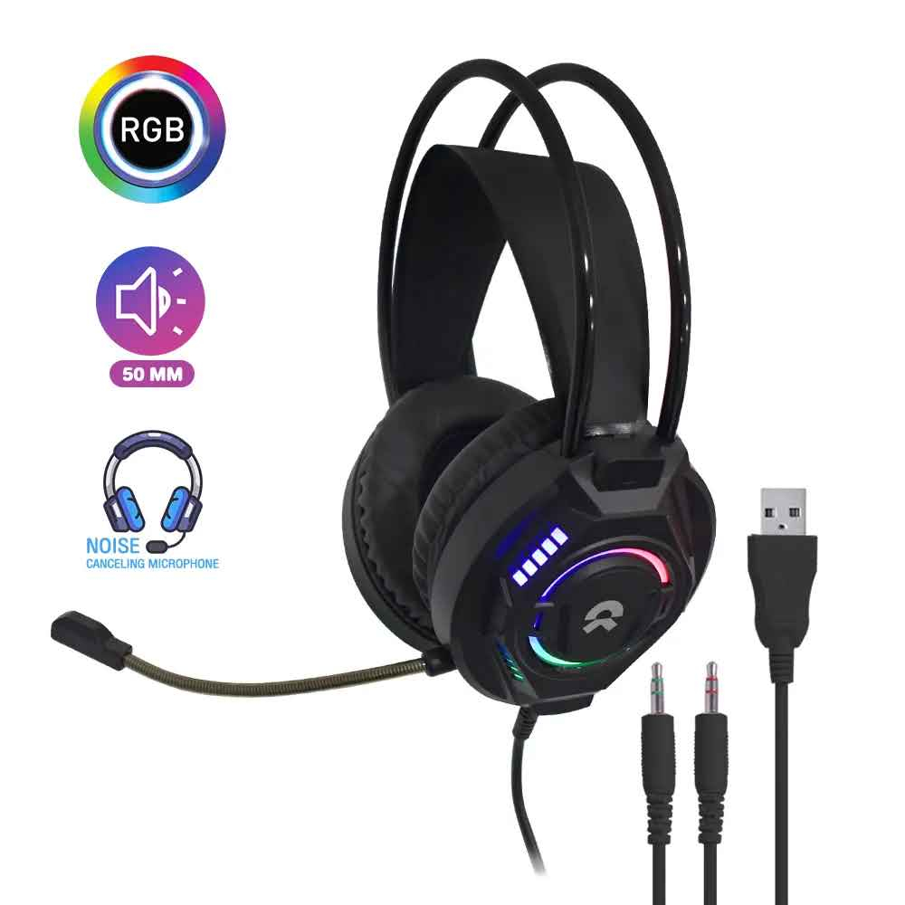Oker หูฟังเกมมิ่งไฟ RGB หัวเสียบ USB+AUX รุ่น G225