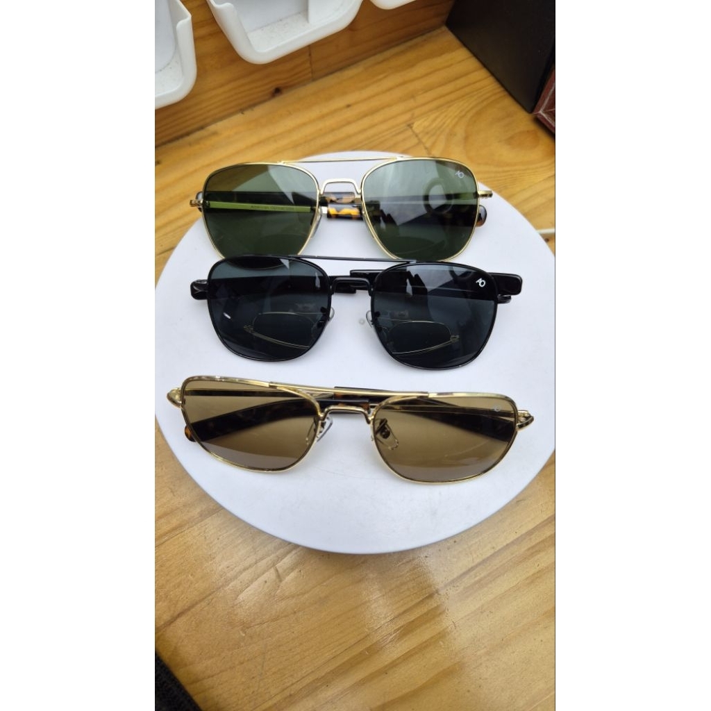 แว่นกันแดด AO เลนส์กระจก ป้องกันยูวี 400