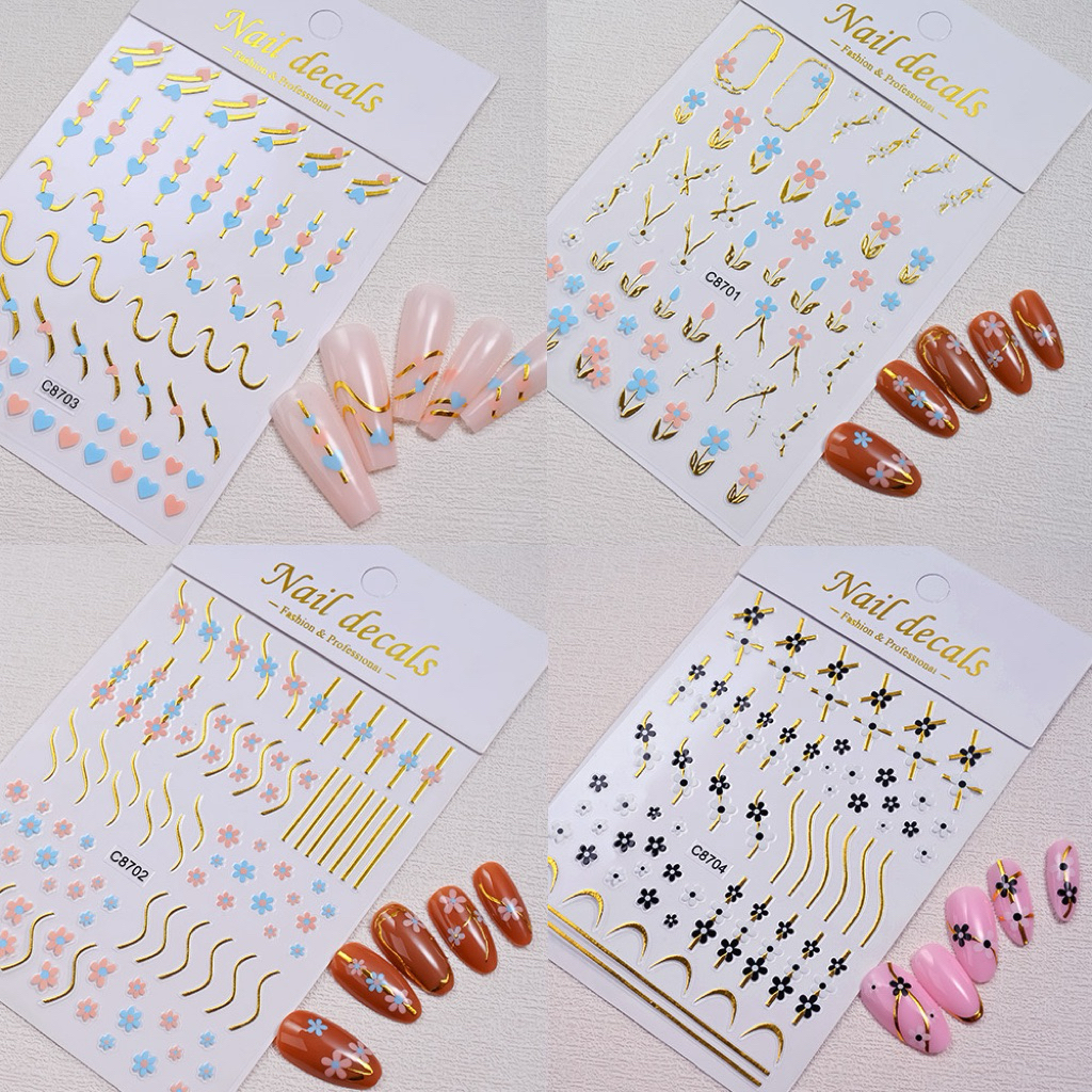 สติกเกอร์ติดเล็บ ลายดอกไม้หรู ใช้ง่าย ติดดี สวยงาม แผ่นละ 9 บาท ราคา ถูกที่สุด ดีลบีเคเค แกลเลอรีภาพที่ 4