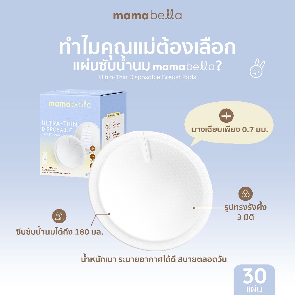 Mamabella แผ่นซับน้ำนมบางพิเศษเพียง 0.7 มม. Ultra-thin Disposable Breast Pads รูปที่ 7