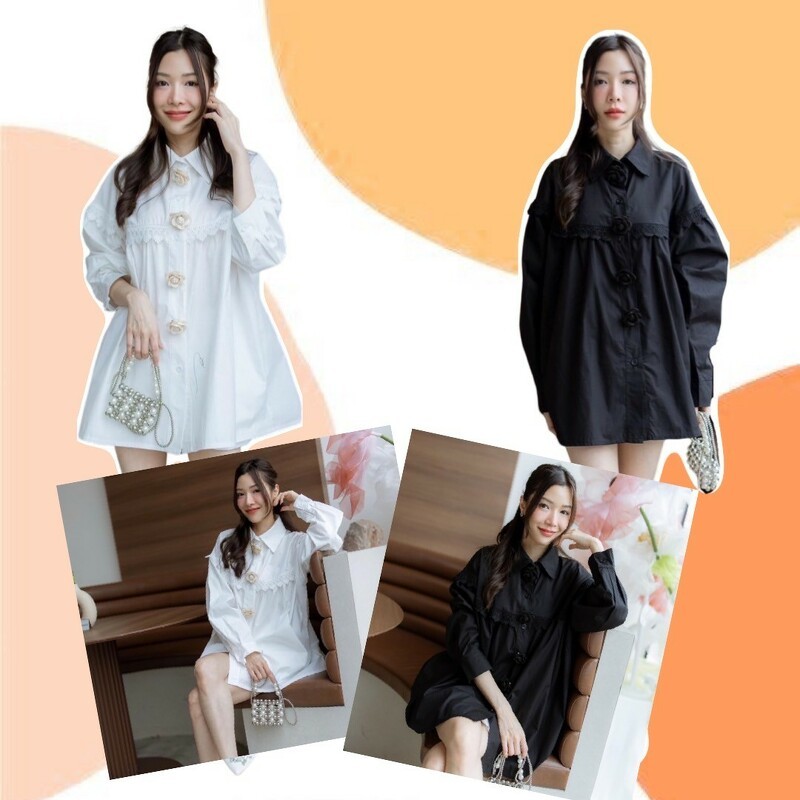 เสื้อเกาหลี oversize แต่งเข็มกลัด ..TT20962