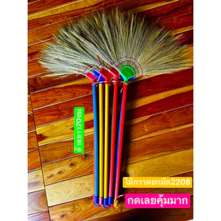 ไม้กวาดดอกหญ้าสั้นด้ามพลาสติก ยกมัด 10 ด้าม กวาดดอกหญ้า