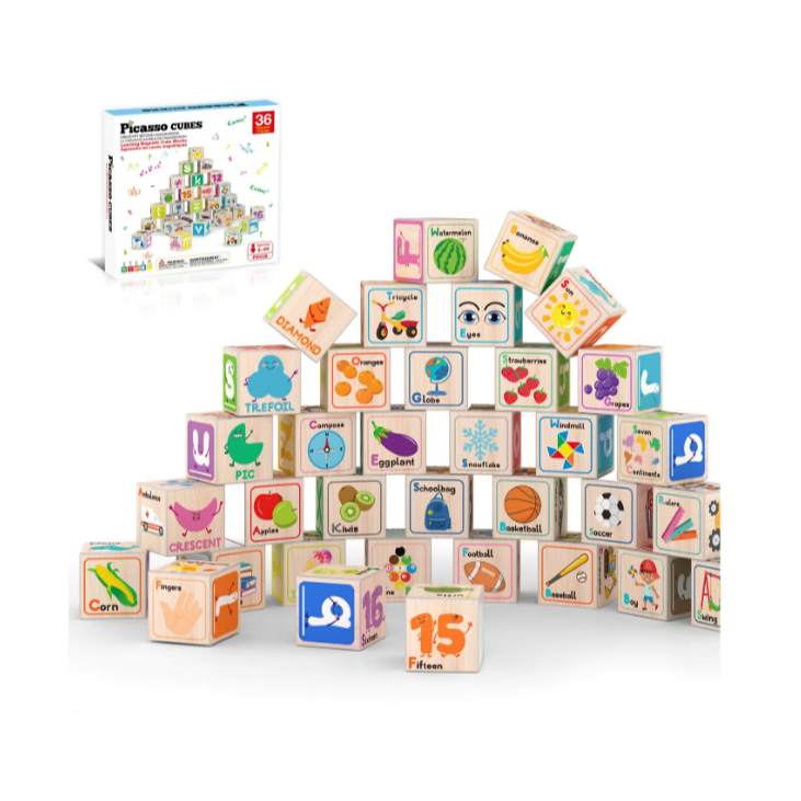 Picasso Tiles 36 Pc Magnetic Alphabet and Number Building Blocks ของเล่นสำหรับฝึกสมองแบบตัวต่อทำด้วย