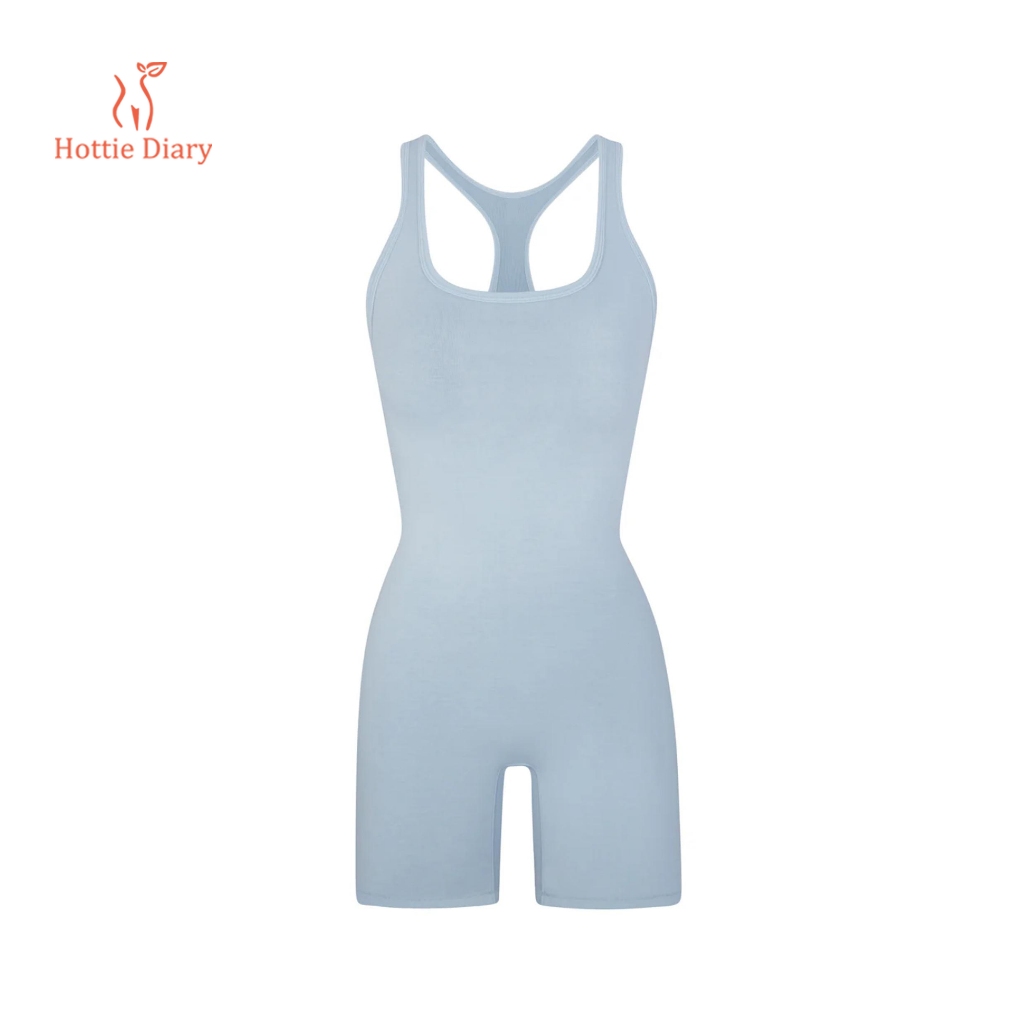 [Hottie Diary] ชุดจั๊มสูทเปิดหลังไร้ตะเข็บสำหรับผู้หญิง ชุดออกกำลังกายสำหรับฤดูร้อน