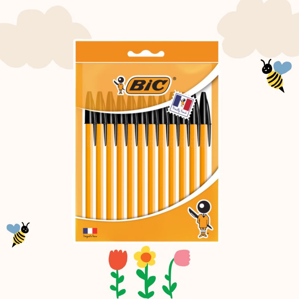 [Official Store] BIC บิ๊ก ปากกา Orange ด้ามส้ม ปากกาลูกลื่น หมึกดำ หัวปากกา 0.7 mm. จำนวน 12 ด้าม