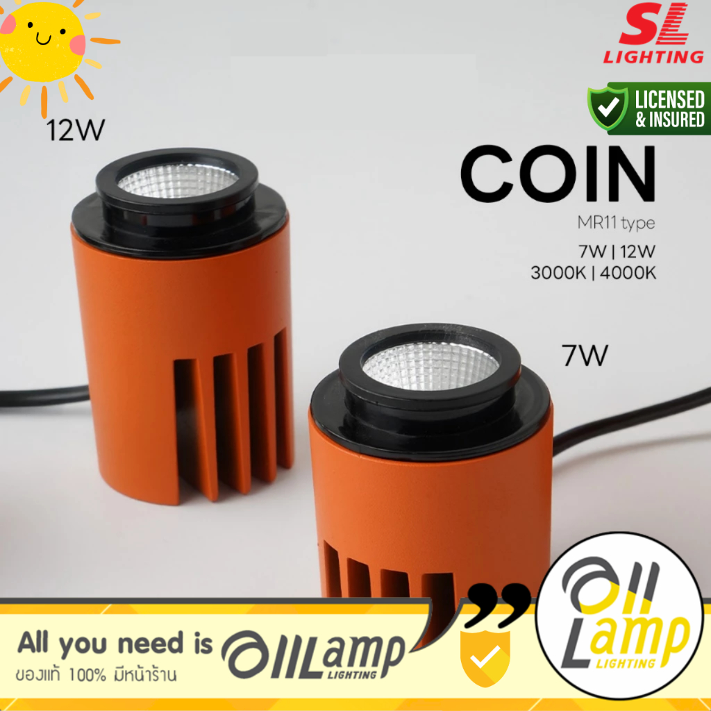 SL LIGHTING หลอดไฟ LEDCOIN MR11 7W,12W หลอดไฟ LED คุณภาพสูง มีให้เลือก 2 วัตต์ 2 แสง