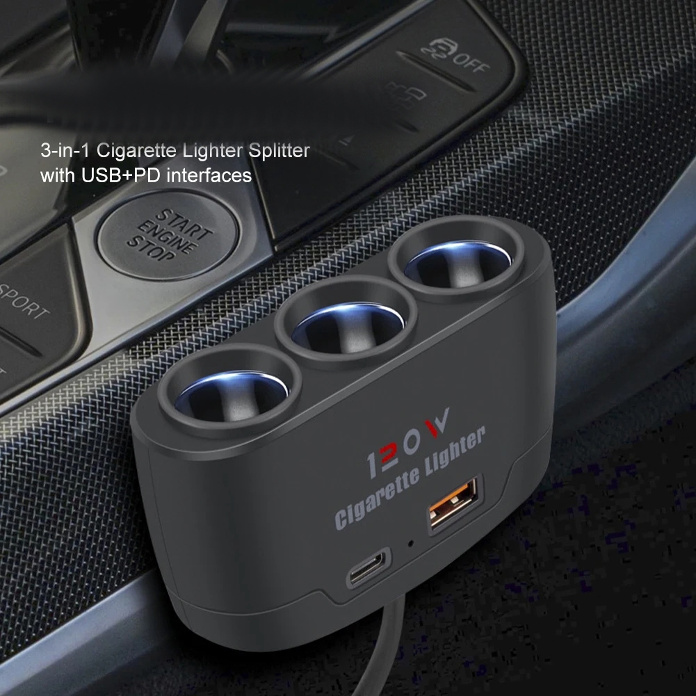 อะแดปเตอร์ชาร์จรถยนต์ 12V 24V 3 ซ็อกเก็ตที่จุดบุหรี่ Splitter Dual USB LED Car Fast Charger สําหรับ iPhone iPad GPS Dash