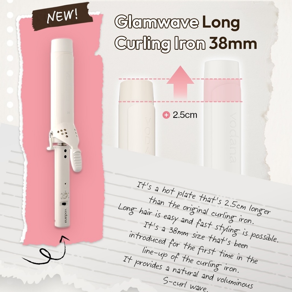 ( พร้อมส่ง ) Vodana Glamwave Long Curling Iron 38mm สี Ivory Mood เครื่องลอนผม รุ่นแกนยาว
