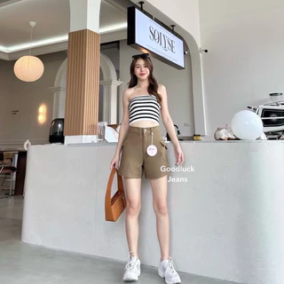 ʙʀᴏᴏᴋᴇ🍃กางเกงยีนส์ขาสั้น คาร์โก้ ผ้ายีนส์สี เนื้อผ้ายืด ป้าย chuu-5kg