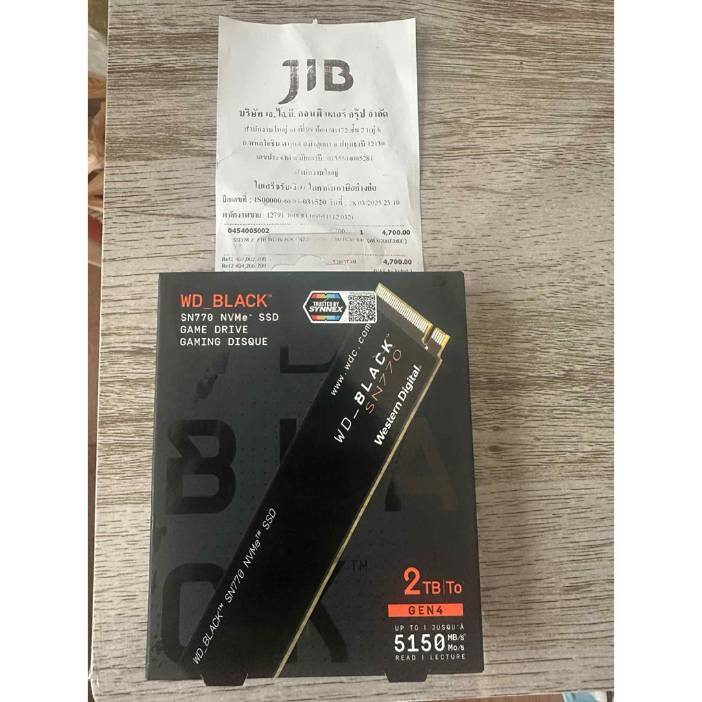 WD_ BLACK SN770 Gen4 Ssd 2td ประกันเหลือ4ปี6เดือน อยู่ในซีลยังไม่ได้แกะ พร้อมใบเสร็จ