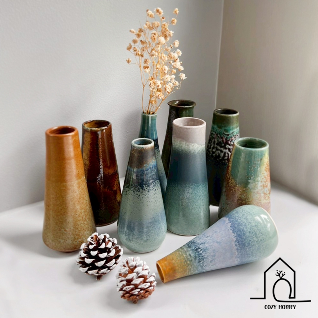 แจกันเซรามิก Wabi Sabi สไตล์ญี่ปุ่น โมเดิร์น แต่งบ้าน คอนโด ร้านกาแฟ | Japanese Wabi Sabi Ceramic Vase - Cozy Homey