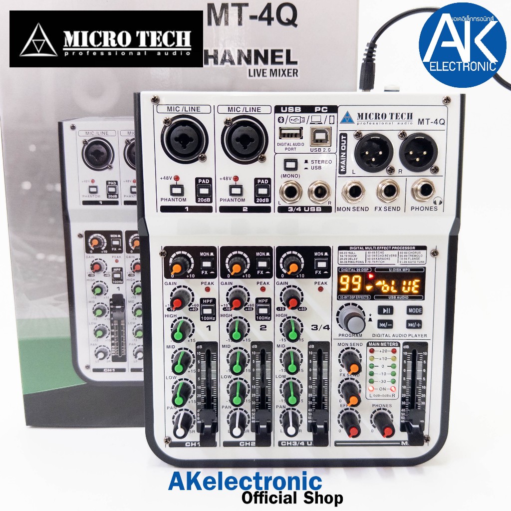MICROTECH MT-4Q mixer มิกเซอร์ อนาล็อก เอฟเฟคแท้ 99 DSP บลูทูธ ไมโครเทค MT 4Q MT4Q รุ่นใหม่ akelectr