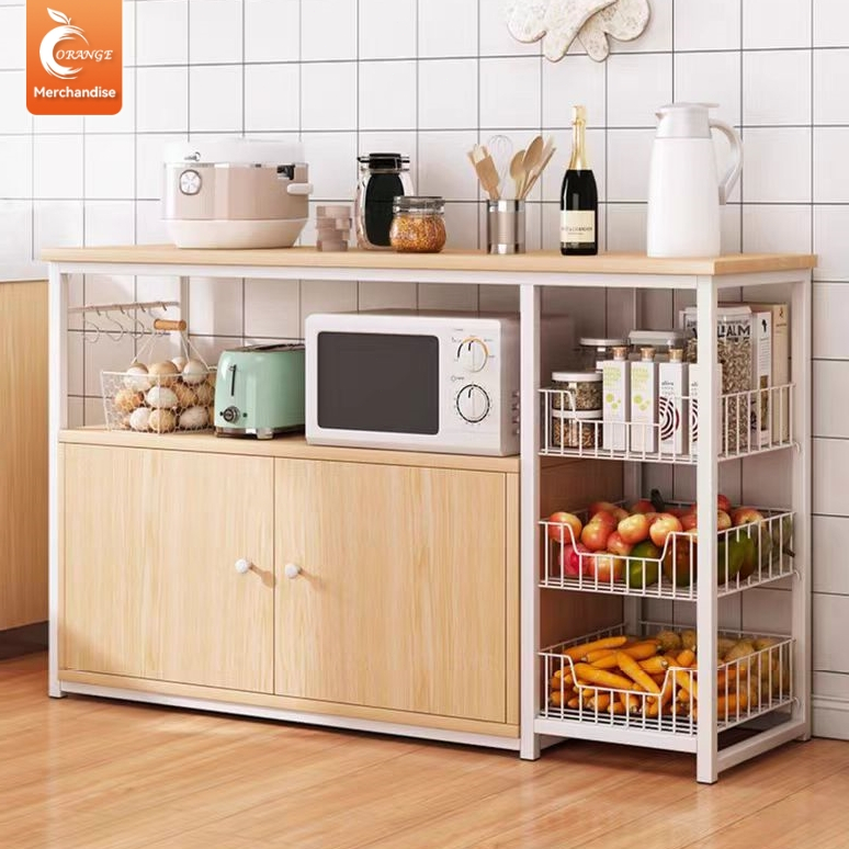 ORANGE ชั้นวางของในครัว ตู้แคบ ชั้นวาง ชั้นวางของ ชนิดไม้+โครงเหล็ก สามารถวางไมโครเวฟ/างชาม/ขวดเครื่องปรุง/กระทะ