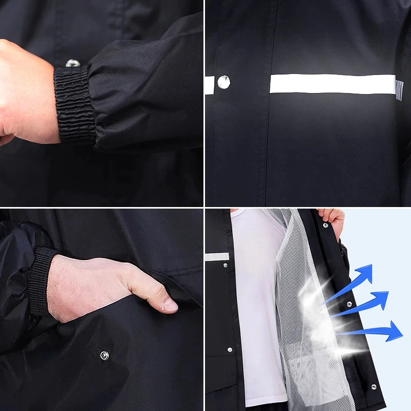 ชุดกันฝน Oxford รุ่นหมวกติดเสื้อ มีแถบสะท้อนแสง thumbnail 6