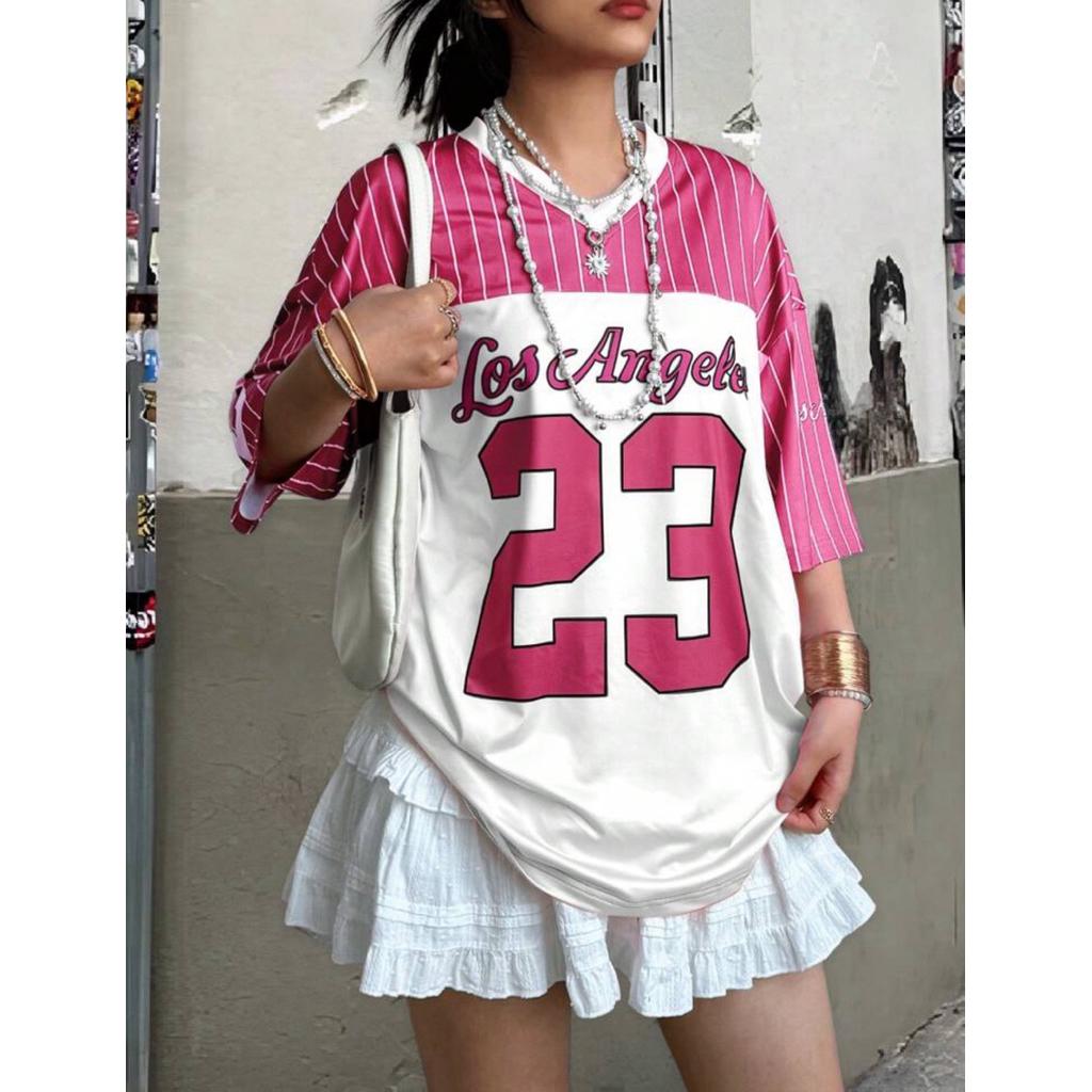 INAWLYเสื้อยืดสตรีแบบลำลองลายทางPatchworkและพิมพ์ตัวเลข