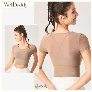 WellBuddy สปอร์ตบราแขนสั้น เสื้อโยคะ เสื้อออกกำลังกายแขนสั้น เสื้อพิลาทิส (Airy Top)