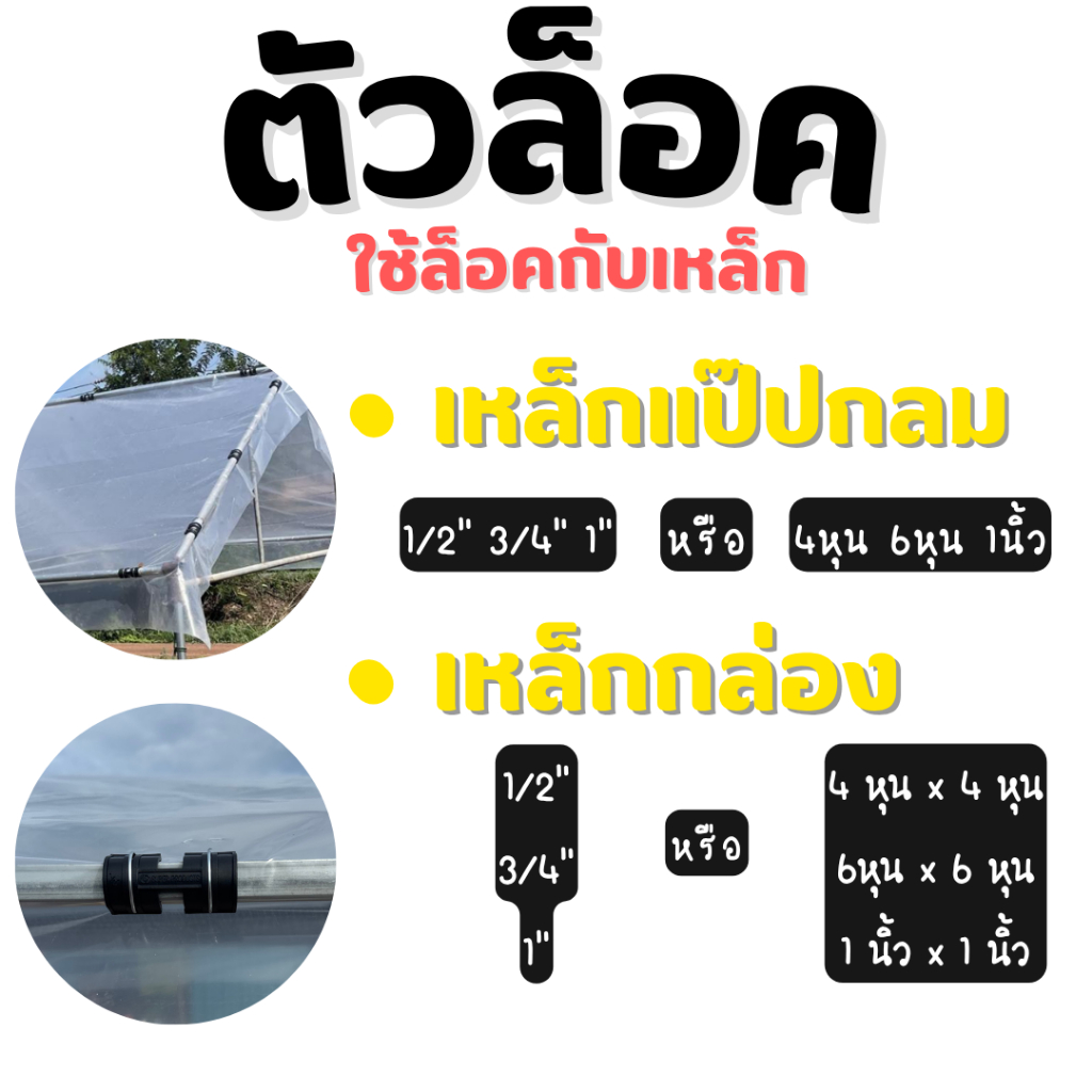 ที่ล็อคพลาสติกโรงเรือน ตัวล็อคพลาสติกใส ที่ล็อคสแลน (**30 ชิ้น**) ขนาด (1 นิ้ว 3/4 นิ้ว 1/2 นิ้ว) รูปที่ 2