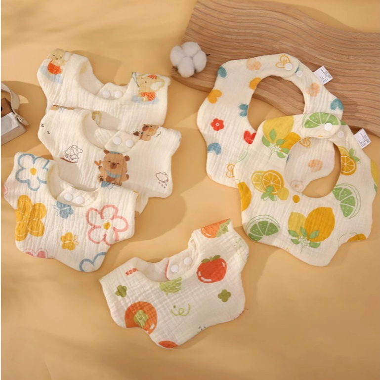 ผ้ากันเปื้อน ผ้าซับน้ำลายเด็ก ฝ้ายทอหนา 6  ชั้น TINYLY6