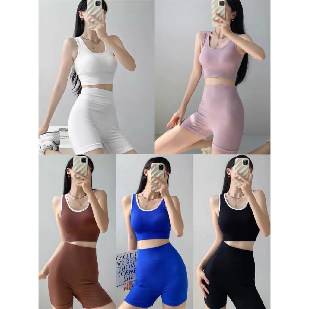 ชุดออกกำลังกาย ชุดเซ็ตกีฬา มีหลายแบบให้เลือก เสื้อและกางเกง รัดรูป เสื้อผ้ากีฬา สำหรับผู้หญิง สินค้าพร้อมส่ง