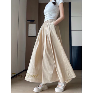 COM523 TARA Pants กางเกงกระโปรง เอวยางยืด มีกระเป๋าข้าง เนื้อผ้าครัช ผ้าดี ไม่ต้องรีด ใส่สบาย ระบายอากาศได้ดี