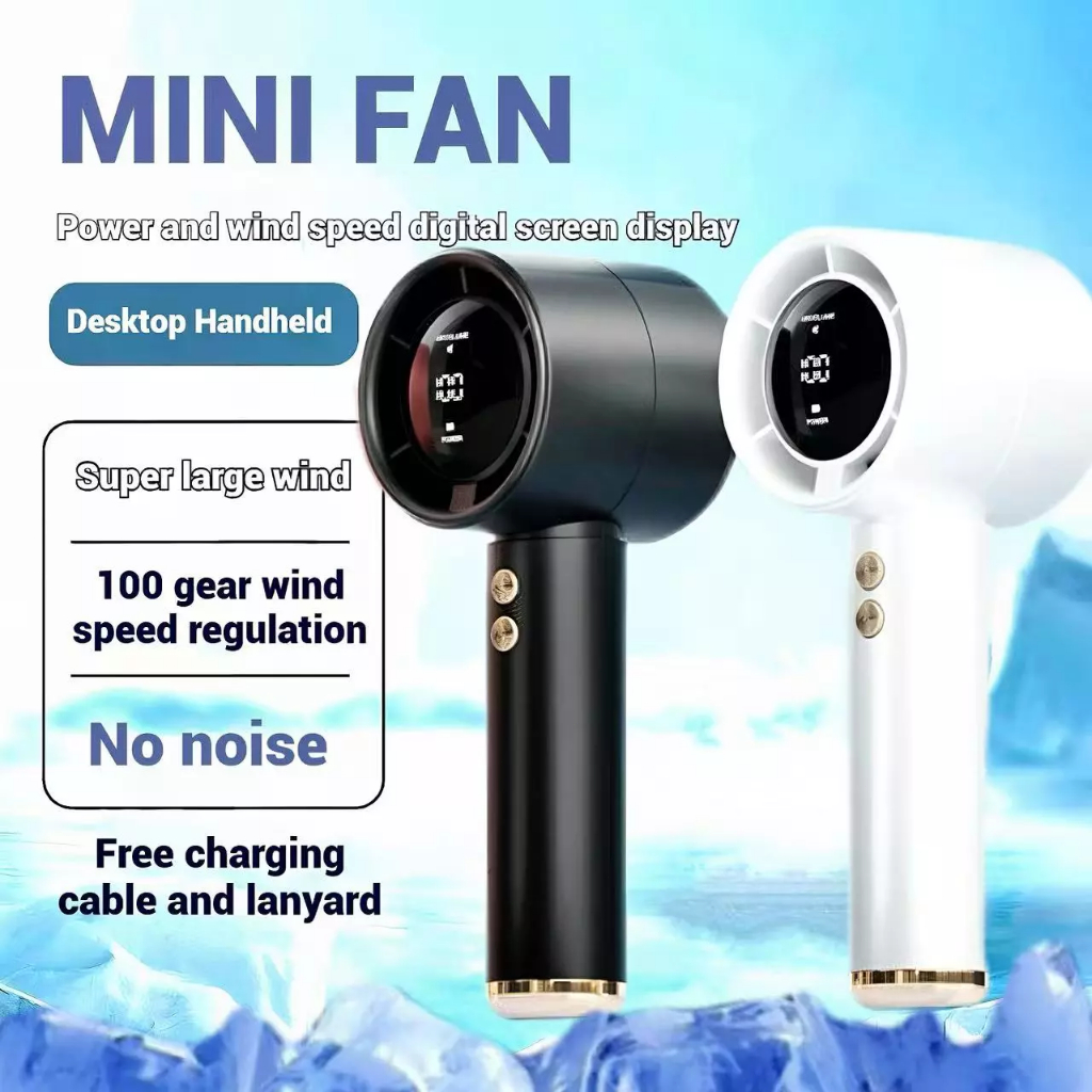 ❄วินาทีลดลง16°❄พัดลมพกพา พัดลมมือถือ 60000mAh ปรับได้ 100ระดับ จอแสดงผลLED ความเร็วสูง เย็นทันที ทํางานเงียบ พัดลมพับได้
