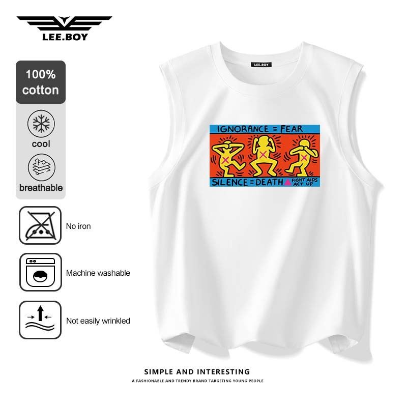 เสื้อกล้ามโอเวอร์ไซส์ ผ้านิ่ม นุ่ม ใส่สบาย สไตล์อเมริกันเรโทร ผ้าฝ้าย100% ดีไซน์เก๋ M-3XL ฤดูร้อน ใหม่ พร้อมส่งในไทย