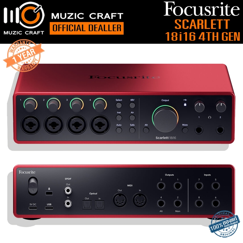Focusrite Scarlett 18i16 (4th Gen) *ของแท้ประกัน 1ปี* USB-C Audio Interface ออดิโอ อินเตอร์เฟส, iOS/