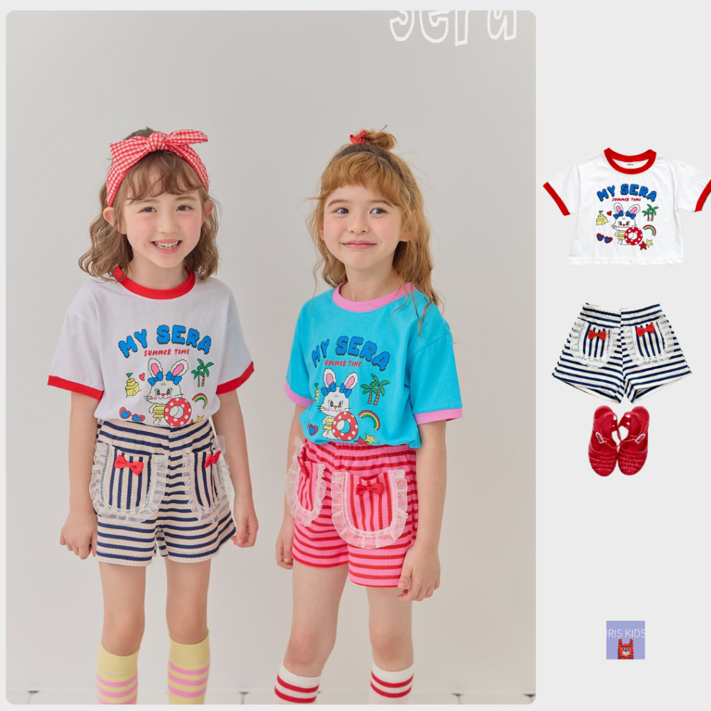 「สินค้าลิขสิทธิ์แท้」IRIS KIDS Sera series IKS95244 Swimming bunny set  เสื้อผ้าเด็กกางเกงขาสั้น
