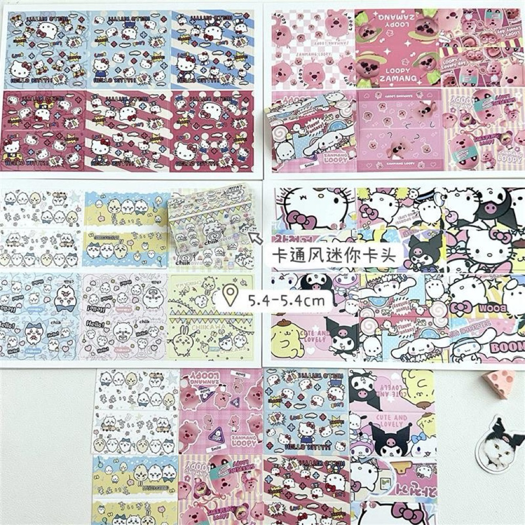 ❤️พร้อมส่ง!มินิหัวการ์ดกระดาษ แพค10ชิ้น ลายรวมการ์ตูน คิตตี้ ซานริโอ้ ชิคาว่า ขนาด5.4*5.4cm - รูปที่ 2